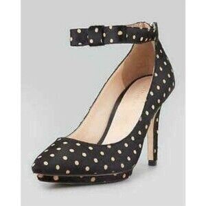 Loeffler Randall Alba demi platform black brown Polka Dot Calf Hair Pumps 8B